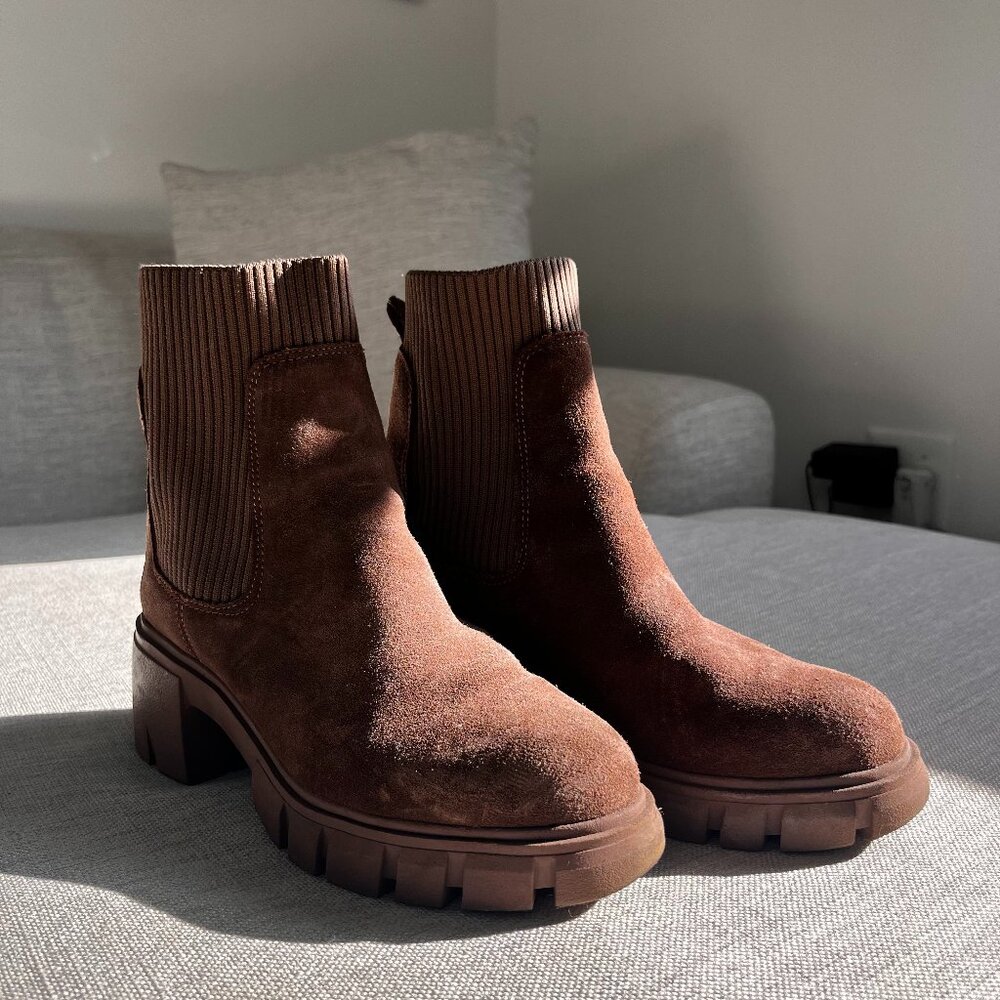 brown suede chelsea boots